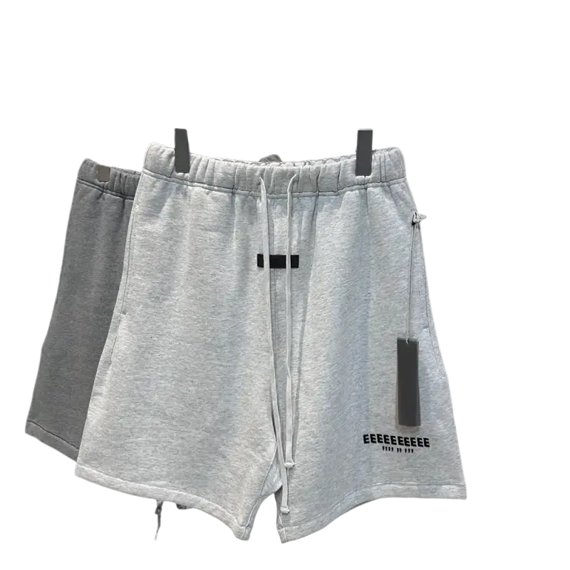 Gray hip hop jogger shorts for men with drawstring waistband
