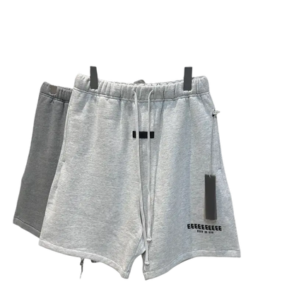 Gray hip hop jogger shorts for men with drawstring waistband