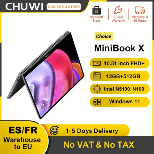Chuwi 360° MiniBook X Laptop 2-in-1 Yoga Mode Intel N100 N5100 10.51 Inch laurichshop