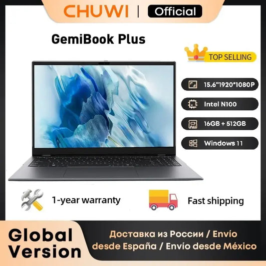 Chuwi GemiBook Plus Laptop 15.6’’ Intel N100 Graphics - 8GB 256GB / us / CHINA - Laptops