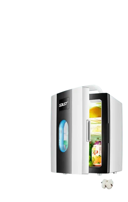 Small 10 L mini car home dual-use refrigerator also good for students.