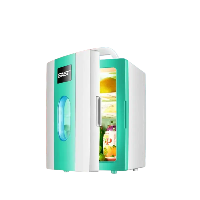 Small 10 L mini car home dual-use refrigerator also good for students.