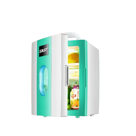 Small 10 L mini car home dual-use refrigerator also good for students.