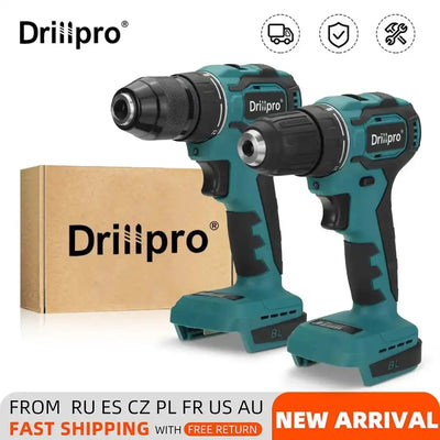 Drillpro Brushless Electric Screwdriver Hammer Drill 13mm 10mm 21+1 Torque Cordless Electric Drill for Makita 18V Battery - laurichshop