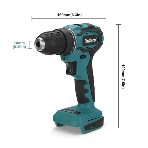 Drillpro Brushless Electric Screwdriver Hammer Drill 13mm 10mm 21+1 Torque Cordless Electric Drill for Makita 18V Battery - laurichshop