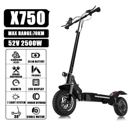 Dual Motor Folding Electric Scooter 60-80km Range Requires Shipping - 52V 20ah no seat S / spain