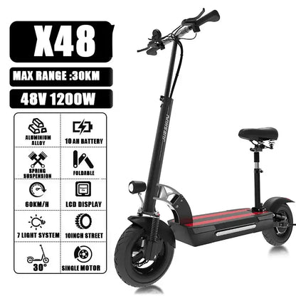 Dual Motor Folding Electric Scooter 60-80km Range Requires Shipping - 48V 10ah with seat S / spain