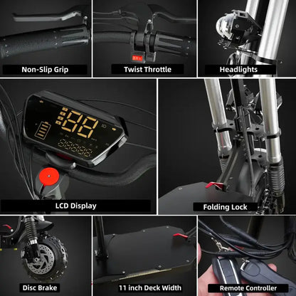 Dual Motor Folding Electric Scooter 60-80km Range Requires Shipping