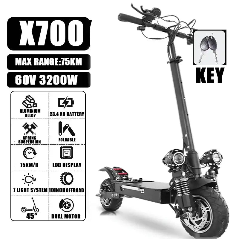 Dual Motor Folding Electric Scooter 60-80km Range Requires Shipping - 60V 20ah no seat D / canada