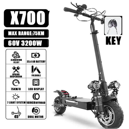 Dual Motor Folding Electric Scooter 60-80km Range Requires Shipping - 60V 20ah no seat D / canada