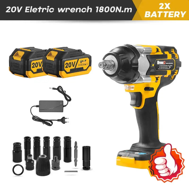 20V Electric Impact Wrench with batteries, charger, and socket attachments for versatile use