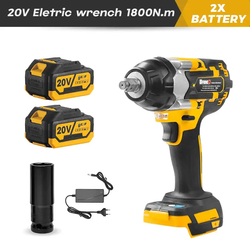 20V Electric Impact Wrench with batteries, charger, and socket adapter for easy use