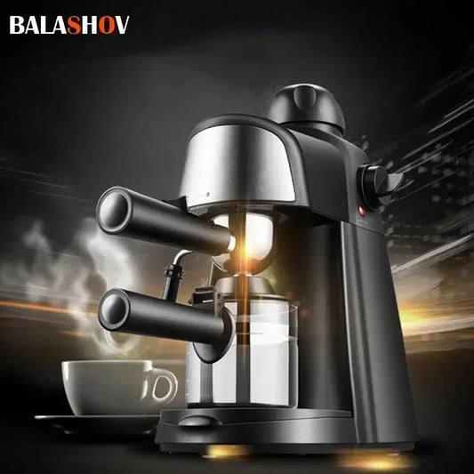 Sleek black Electric Italian Coffee Machine 5 Bar Professional Espresso Maker with cup