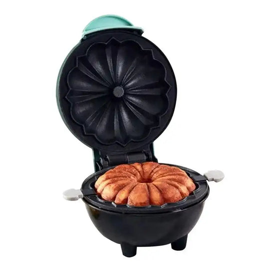 Electric Non-Stick Waffles Kitchen Cooking Machine with turquoise lid and black base