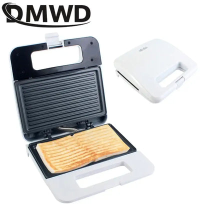 Electric Panini Sandwich Machine with ridged grill plates in black and white