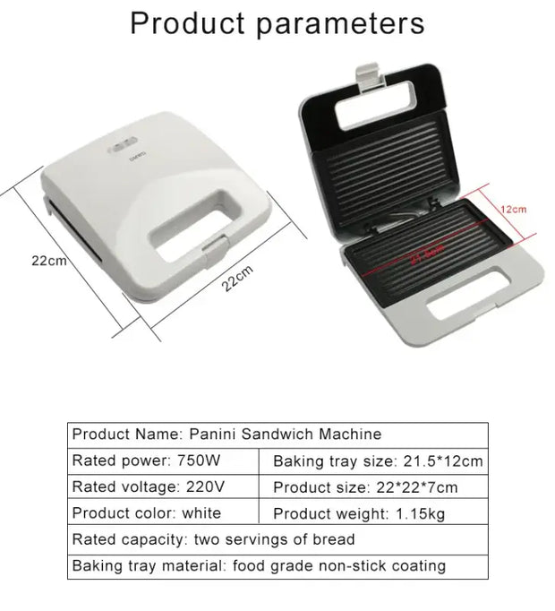 Electric Panini Sandwich Machine Multifunction Baking Pan