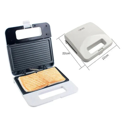 Electric Panini Sandwich Machine with ridged grilling plates and white exterior