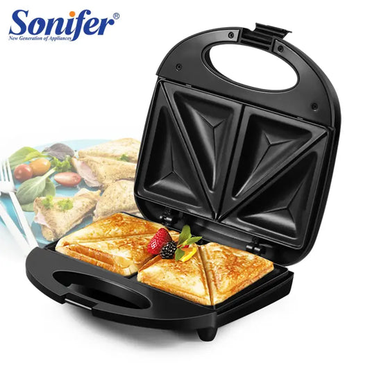 Black Sonifer Electric Sandwich Maker with triangular press plates for perfect sandwiches