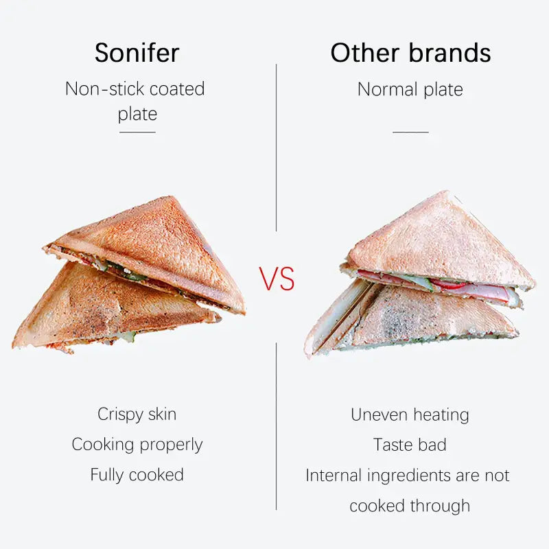 Comparison of grilled sandwiches made with Sonifer Electric Sandwich Maker plates