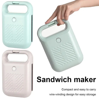 Mint green and beige sandwich maker panini with non-stick coating for egg omelette