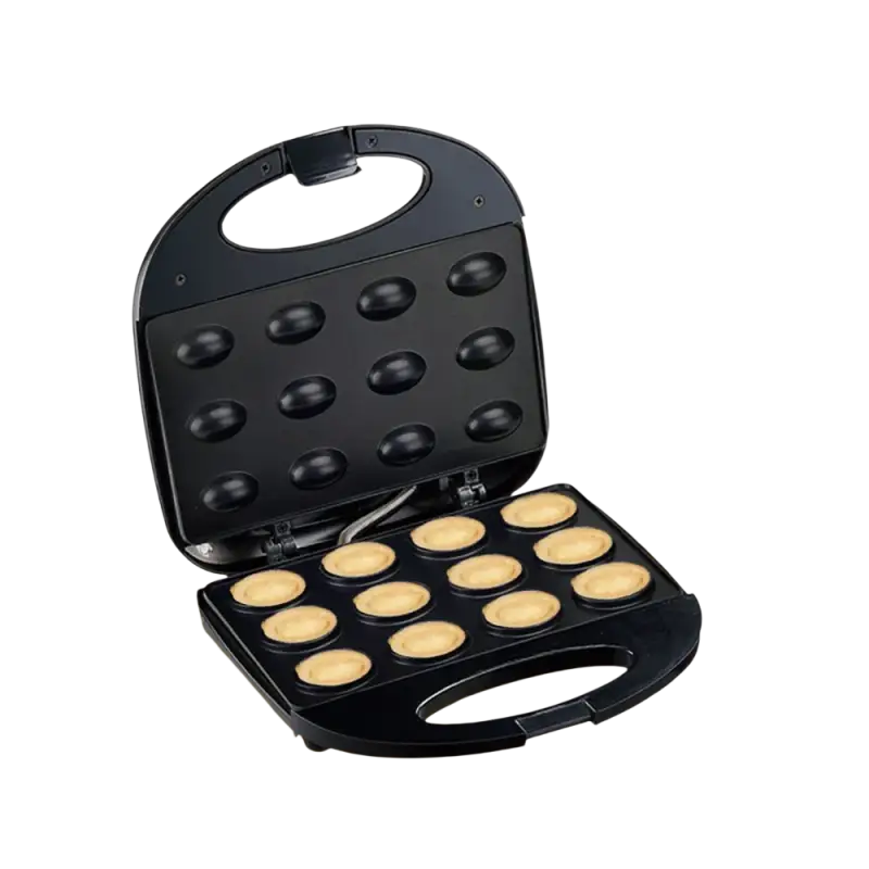 Black Electric Walnut Cake Waffle Maker with 12 Cooking Slots for Delicious Treats