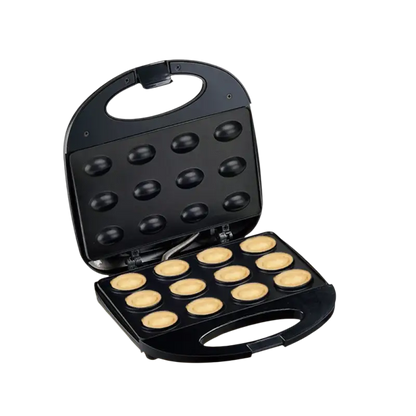 Black Electric Walnut Cake Waffle Maker with 12 Cooking Slots for Delicious Treats