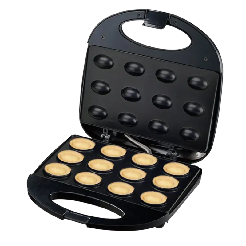 Black Electric Mini Pie Maker with 12 slots for delicious Walnut Cake Waffles