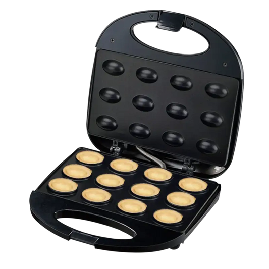 Black Electric Mini Pie Maker with 12 slots for delicious Walnut Cake Waffles