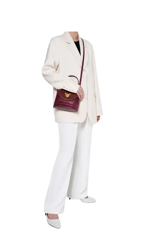 Bafelli Women's New Cross body Crocodile Grain Leather Handbag laurichshop