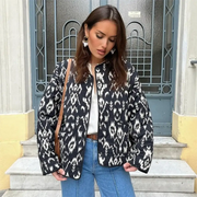 Fashion and Elegance Short and Versatile Printed Quilted Round Face Jacket Coat