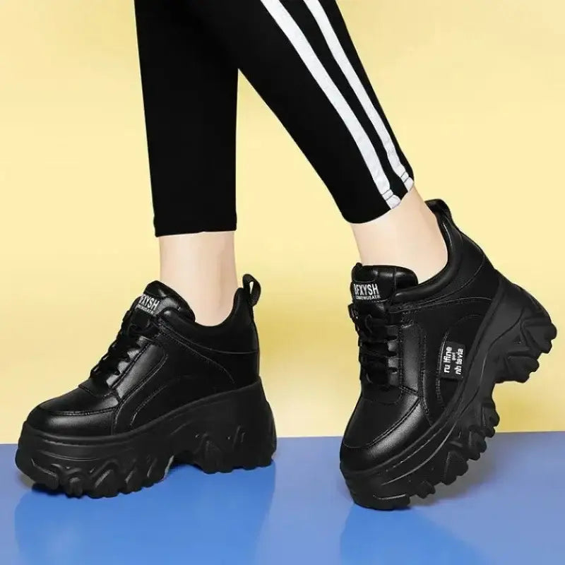 Female Casual Vulcanized Shoes Fashion High Heel Sneakers