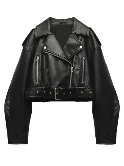Fitaylor Lady PU Leather Jacket Front View
