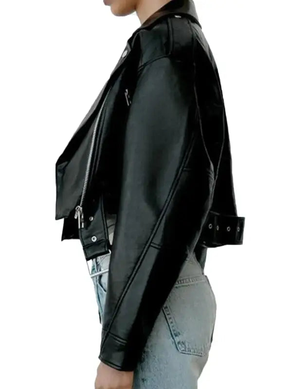 Side Angle of Fitaylor PU Leather Jacket
