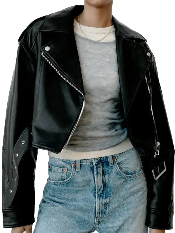Casual Zip-Up PU Jacket with Turn-Down Collar