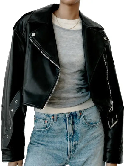 Casual Zip-Up PU Jacket with Turn-Down Collar