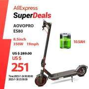 AOVOPRO ES80 M365 Electric Scooter 350W 31km/h APP Smart Adult Scooter Shock Absorption Anti-skid Folding Electric Scooter - laurichshop