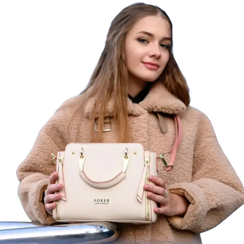 FOXER Split Leather Handbags Women Purse Chic Totes for Female Shoulder Bags Large Capacity Crossbody Bag Stylish Messenger Bag - laurichshop