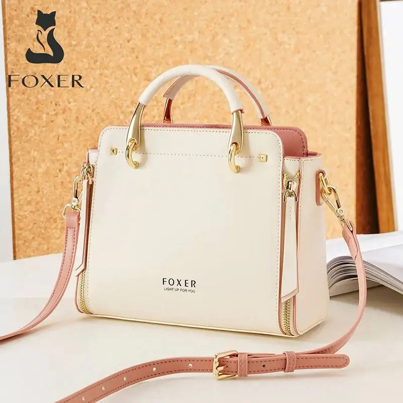 FOXER Women Crossbody Shoulder Bags Female Split Leather Handle Bags Large Capacity Handbags Stylish Cross-body Purse Chic Totes - laurichshop