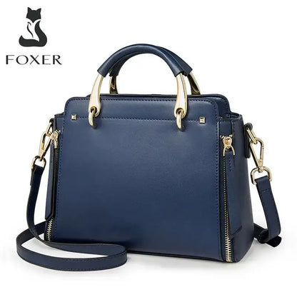 FOXER Women Crossbody Shoulder Bags Female Split Leather Handle Bags Large Capacity Handbags Stylish Cross-body Purse Chic Totes - laurichshop