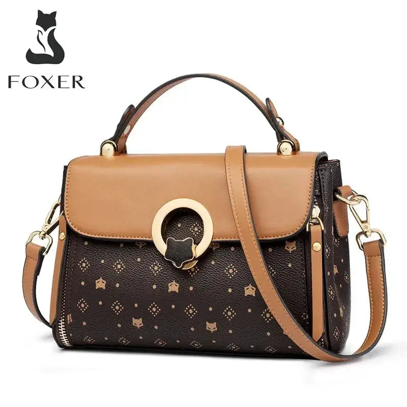 FOXER Women's Bag PVC Leather Vintage Signature Totes Retro Fashion Female Handbag Casual Ladies Travel Shoulder Crossbody Bags - laurichshop