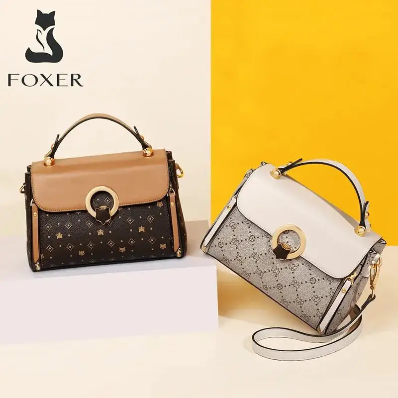 FOXER Women's Bag PVC Leather Vintage Signature Totes Retro Fashion Female Handbag Casual Ladies Travel Shoulder Crossbody Bags - laurichshop