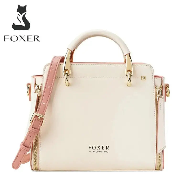 FOXER Split Leather Handbags Women Purse Chic Totes for Female Shoulder Bags Large Capacity Crossbody Bag Stylish Messenger Bag - laurichshop