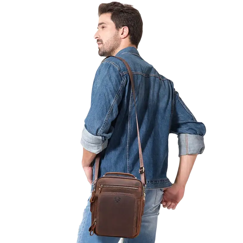 Humerpaul Genuine Large Capacity Leather Men Shoulder Vintage Cross Bags