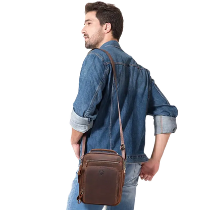 Humerpaul Genuine Large Capacity Leather Men Shoulder Vintage Cross Bags