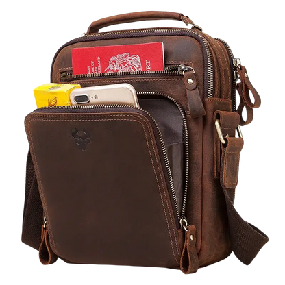Humerpaul Genuine Large Capacity Leather Men Shoulder Vintage Cross Bags