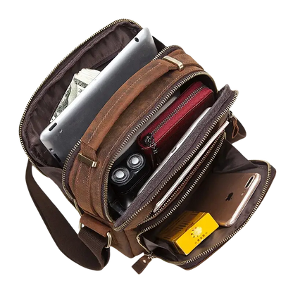 Humerpaul Genuine Large Capacity Leather Men Shoulder Vintage Cross Bags