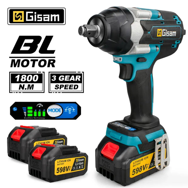 Gisam Electric Impact Wrench 1/2 inch Lithium-Ion - Drill