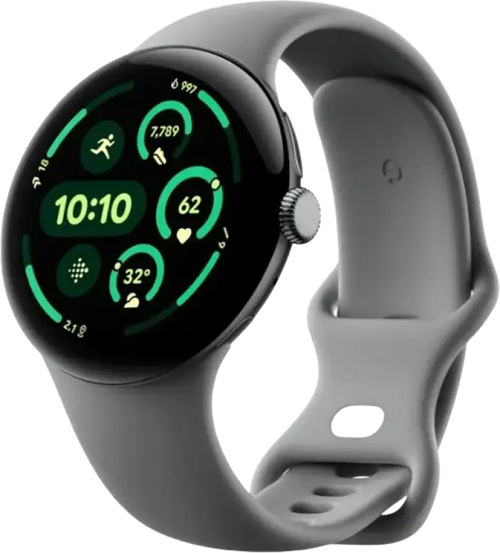 Google Pixel Watch 3 smartwatch displaying digital time interface