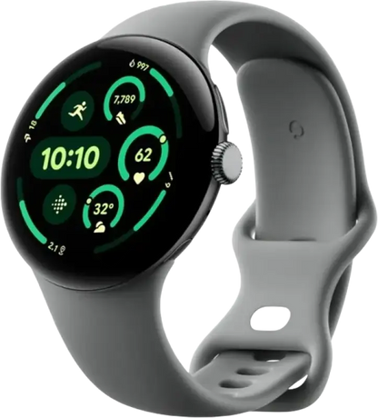 Google Pixel Watch 3 smartwatch displaying digital time interface