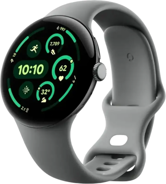 Google Pixel Watch 3 smartwatch displaying digital time interface